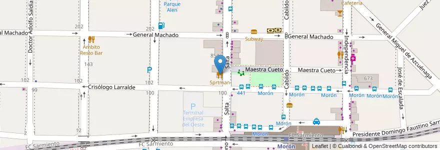 Mapa de ubicacion de Sprtman en Argentina, Buenos Aires, Partido De Morón, Morón.