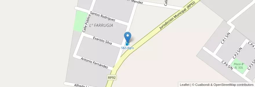 Mapa de ubicacion de S&S Agro en 阿根廷, 智利, Mendoza, Departamento Tunuyán, Distrito Colonia Las Rosas.