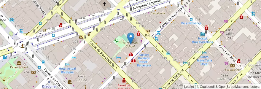 Mapa de ubicacion de St. Nicholas School en Espagne, Catalogne, Barcelone, Barcelonais, Barcelone.