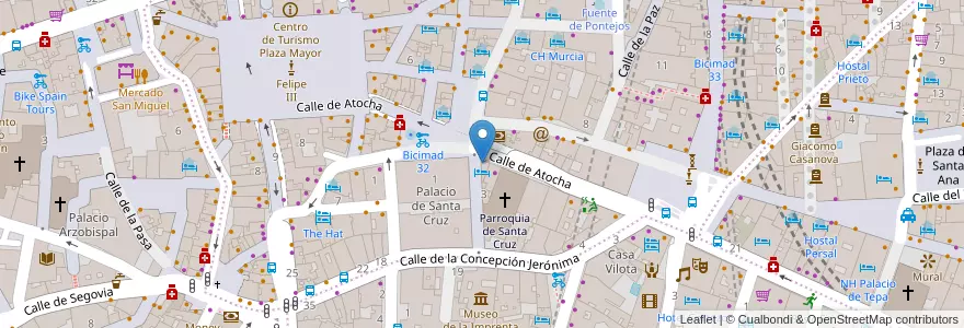 Mapa de ubicacion de Sta. Cruz en Испания, Мадрид, Мадрид, Área Metropolitana De Madrid Y Corredor Del Henares, Мадрид.