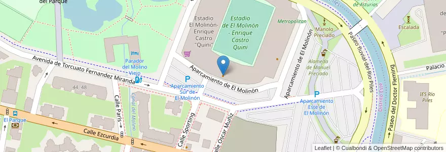 Mapa de ubicacion de Stadium en スペイン, アストゥリアス州, アストゥリアス州, Gijón/Xixón.