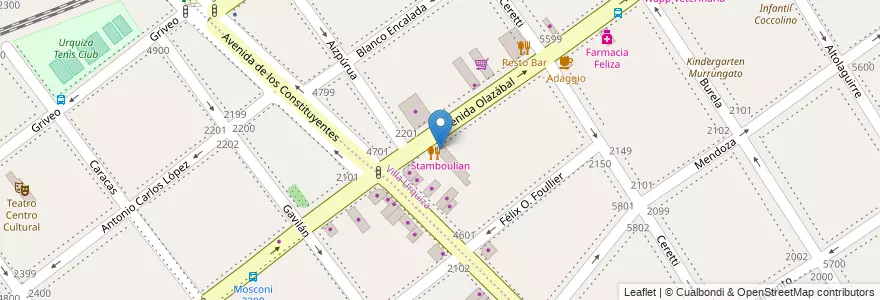 Mapa de ubicacion de Stamboulian, Villa Urquiza en Argentine, Ciudad Autónoma De Buenos Aires, Comuna 12, Buenos Aires.