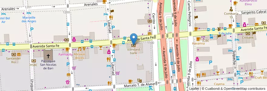 Mapa de ubicacion de standard bank, Retiro en Argentine, Ciudad Autónoma De Buenos Aires, Comuna 1, Buenos Aires.