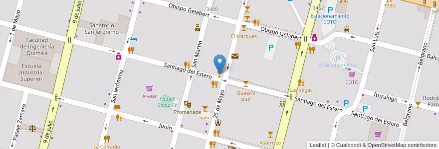 Mapa de ubicacion de Stanley Rock Bar en Arjantin, Santa Fe, Departamento La Capital, Santa Fe Capital, Santa Fe.