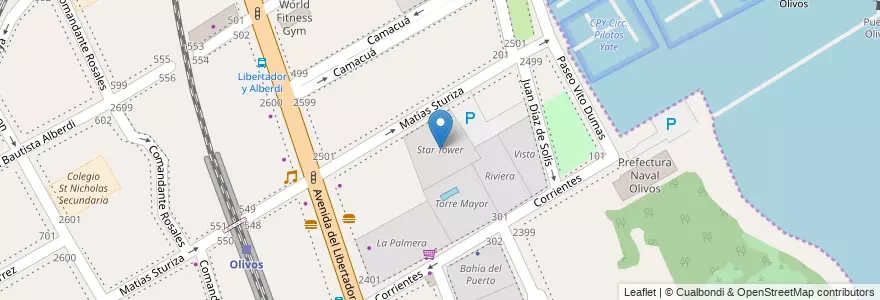 Mapa de ubicacion de Star Tower en Argentina, Provincia Di Buenos Aires, Partido De Vicente López, Vicente López.