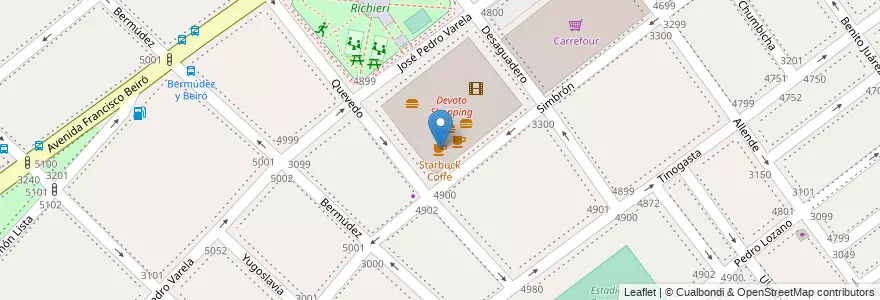 Mapa de ubicacion de Starbuck Coffe, Villa Devoto en Argentinië, Ciudad Autónoma De Buenos Aires, Buenos Aires, Comuna 10, Comuna 11.