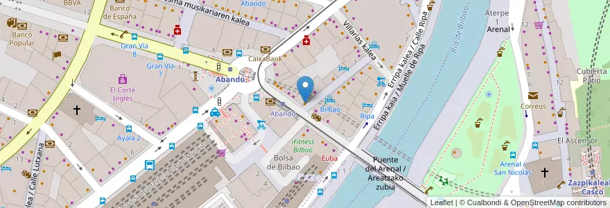 Mapa de ubicacion de Starbucks en İspanya, Bask Bölgesi, Bizkaia, Bilboaldea, Bilbao.