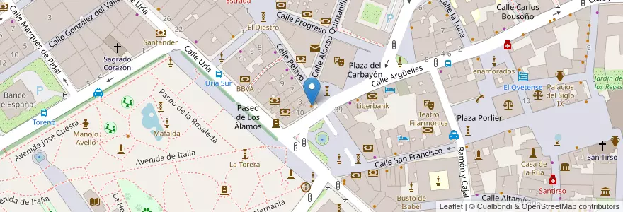 Mapa de ubicacion de Starbucks en Espagne, Asturies, Asturies, Oviède.