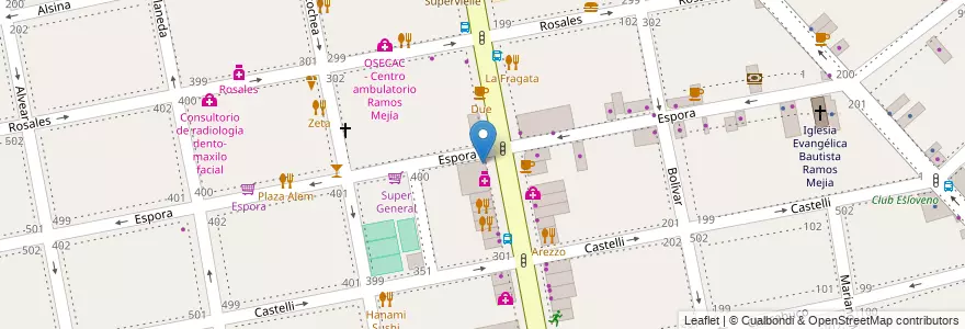 Mapa de ubicacion de Starbucks en Argentinië, Buenos Aires, Partido De La Matanza, Ramos Mejía.