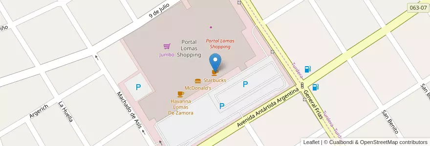 Mapa de ubicacion de Starbucks en アルゼンチン, ブエノスアイレス州, Partido De Lomas De Zamora, Llavallol.