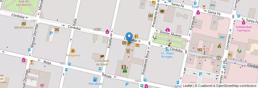 Mapa de ubicacion de Starbucks en アルゼンチン, サンタフェ州, Departamento Rosario, Municipio De Rosario, ロサリオ.