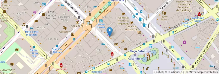 Mapa de ubicacion de Starbucks en إسبانيا, كتالونيا, برشلونة, بارسلونس, Barcelona.