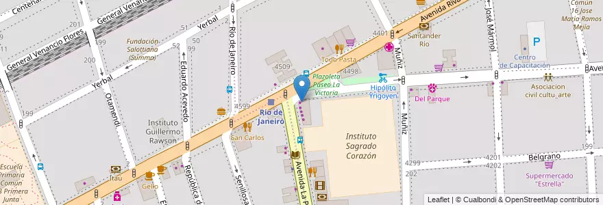 Mapa de ubicacion de Starbucks, Almagro en Argentina, Ciudad Autónoma De Buenos Aires, Comuna 5, Buenos Aires.