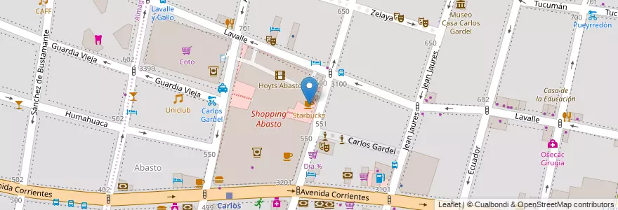 Mapa de ubicacion de Starbucks, Balvanera en Аргентина, Буэнос-Айрес, Буэнос-Айрес.