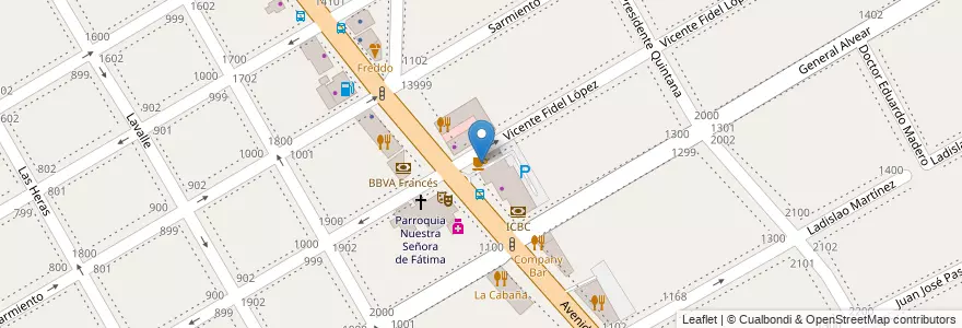 Mapa de ubicacion de Starbucks Coffee en アルゼンチン, ブエノスアイレス州, Partido De San Isidro, Martínez.
