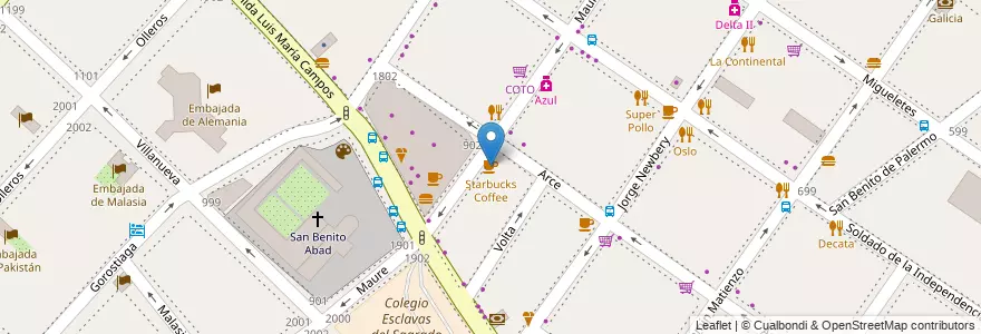 Mapa de ubicacion de Starbucks Coffee, Palermo en Argentinien, Ciudad Autónoma De Buenos Aires, Buenos Aires, Comuna 14.