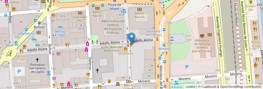 Mapa de ubicacion de Starbucks, Montserrat en 阿根廷, Ciudad Autónoma De Buenos Aires, Comuna 1, 布宜诺斯艾利斯.