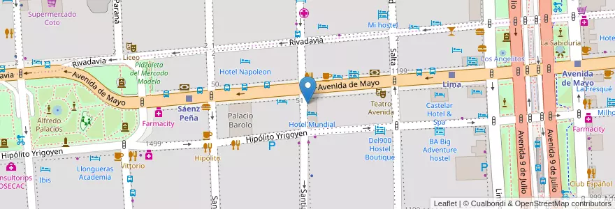 Mapa de ubicacion de Starbucks, Montserrat en 阿根廷, Ciudad Autónoma De Buenos Aires, Comuna 1, 布宜诺斯艾利斯.