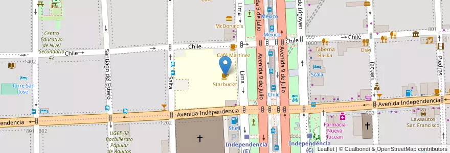 Mapa de ubicacion de Starbucks, Montserrat en Argentinië, Ciudad Autónoma De Buenos Aires, Comuna 1, Buenos Aires.