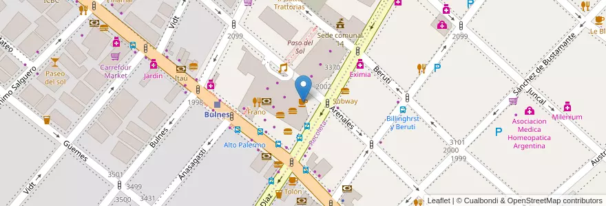 Mapa de ubicacion de Starbucks, Palermo en آرژانتین, Ciudad Autónoma De Buenos Aires, Comuna 2, Buenos Aires.