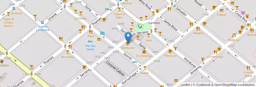 Mapa de ubicacion de Starbucks, Palermo en Argentine, Ciudad Autónoma De Buenos Aires, Buenos Aires.