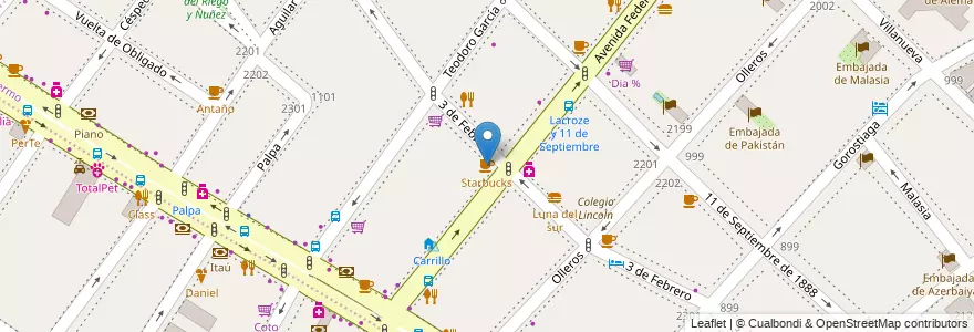 Mapa de ubicacion de Starbucks, Palermo en Argentina, Ciudad Autónoma De Buenos Aires, Buenos Aires, Comuna 14.