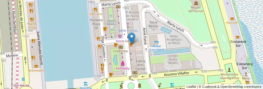 Mapa de ubicacion de Starbucks, Puerto Madero en 아르헨티나, Ciudad Autónoma De Buenos Aires, Comuna 1, 부에노스아이레스.