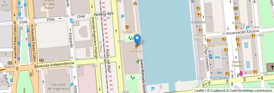Mapa de ubicacion de Starbucks, Puerto Madero en Argentinië, Ciudad Autónoma De Buenos Aires, Comuna 1, Buenos Aires.