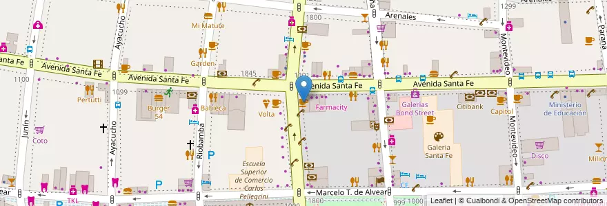Mapa de ubicacion de Starbucks, Recoleta en アルゼンチン, Ciudad Autónoma De Buenos Aires, Comuna 2, ブエノスアイレス.