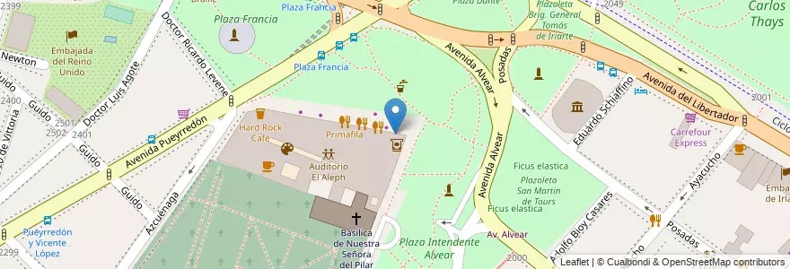 Mapa de ubicacion de Starbucks, Recoleta en آرژانتین, Ciudad Autónoma De Buenos Aires, Comuna 2, Buenos Aires.