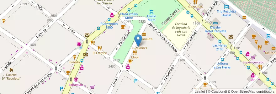 Mapa de ubicacion de Starbucks, Recoleta en Аргентина, Буэнос-Айрес, Comuna 2, Буэнос-Айрес.