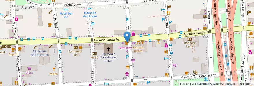 Mapa de ubicacion de Starbucks, Retiro en آرژانتین, Ciudad Autónoma De Buenos Aires, Comuna 1, Buenos Aires.