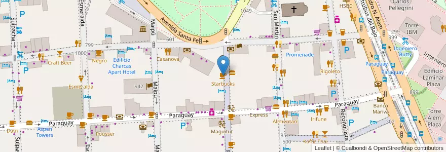 Mapa de ubicacion de Starbucks, Retiro en Argentina, Ciudad Autónoma De Buenos Aires, Comuna 1, Buenos Aires.