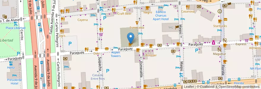 Mapa de ubicacion de Starbucks, Retiro en آرژانتین, Ciudad Autónoma De Buenos Aires, Comuna 1, Buenos Aires.