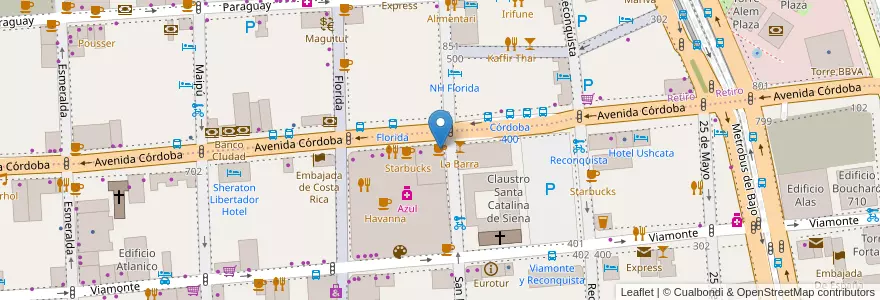 Mapa de ubicacion de Starbucks, San Nicolas en الأرجنتين, Ciudad Autónoma De Buenos Aires, Comuna 1, Buenos Aires.
