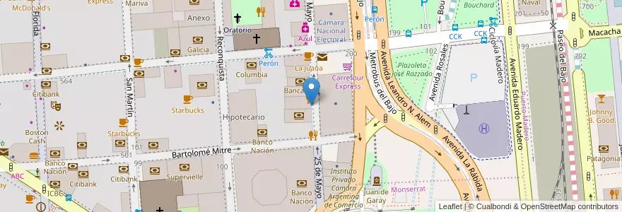 Mapa de ubicacion de Starbucks, San Nicolas en Argentinië, Ciudad Autónoma De Buenos Aires, Comuna 1, Buenos Aires.