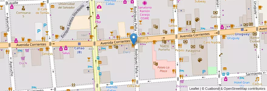 Mapa de ubicacion de Starbucks, San Nicolas en الأرجنتين, Ciudad Autónoma De Buenos Aires, Buenos Aires.