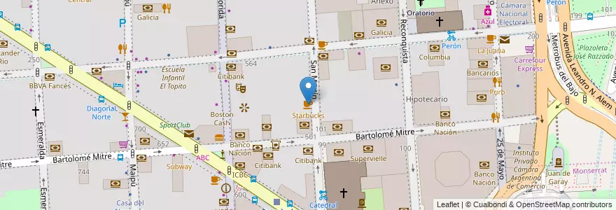 Mapa de ubicacion de Starbucks, San Nicolas en 阿根廷, Ciudad Autónoma De Buenos Aires, Comuna 1, 布宜诺斯艾利斯.