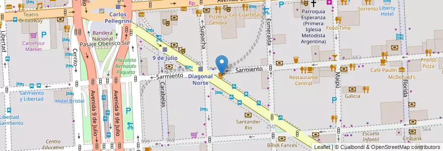 Mapa de ubicacion de Starbucks, San Nicolas en アルゼンチン, Ciudad Autónoma De Buenos Aires, Comuna 1, ブエノスアイレス.