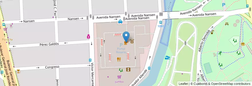 Mapa de ubicacion de Starbucks en Argentina, Santa Fe, Departamento Rosario, Municipio De Rosario, Rosário.
