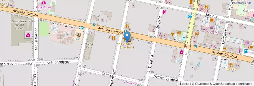 Mapa de ubicacion de Stilo Sushi en 아르헨티나, Santa Fe, Departamento Rosario, Municipio De Funes, Funes.