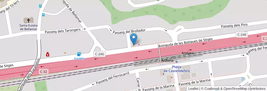 Mapa de ubicacion de Stop en 西班牙, Catalunya, Barcelona, Baix Llobregat, Castelldefels.