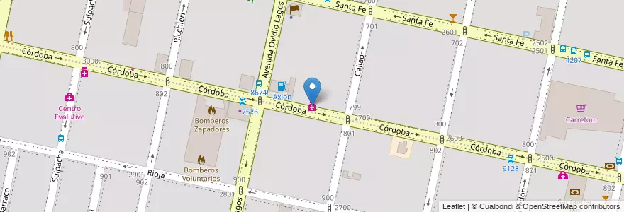 Mapa de ubicacion de Striebeck en Argentinië, Santa Fe, Departamento Rosario, Municipio De Rosario, Rosario.