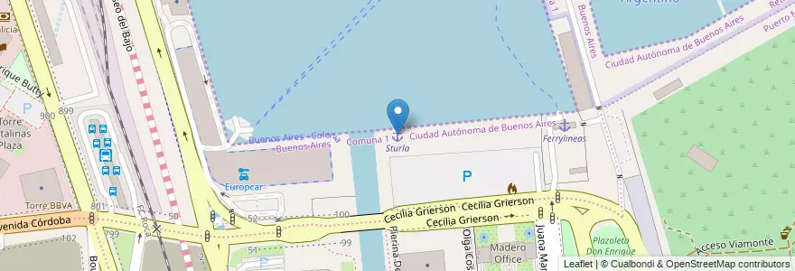 Mapa de ubicacion de Sturla, Puerto Madero en 아르헨티나.