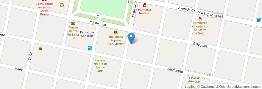 Mapa de ubicacion de STV Canal 4 en Arjantin, Santa Fe, Departamento San Martín, Municipio De Sastre.