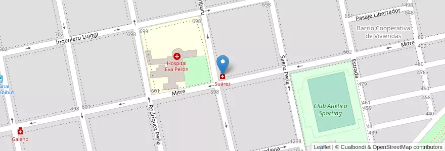 Mapa de ubicacion de Suárez en アルゼンチン, ブエノスアイレス州, Partido De Coronel De Marina Leonardo Rosales, Punta Alta.