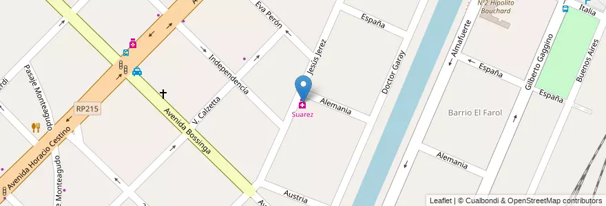 Mapa de ubicacion de Suarez en Arjantin, Buenos Aires, Partido De Berisso.