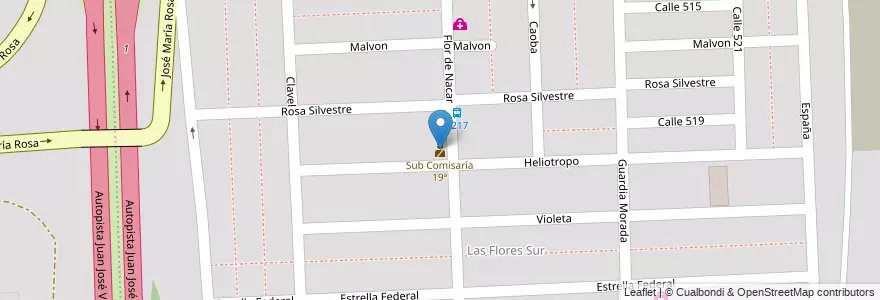 Mapa de ubicacion de Sub Comisaría 19ª en Argentinien, Santa Fe, Departamento Rosario, Municipio De Rosario, Rosario.