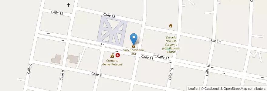 Mapa de ubicacion de Sub Comisaría 3ra en Argentinië, Santa Fe, Departamento San Martín, Municipio De Las Petacas.