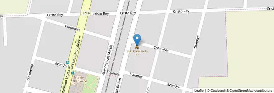 Mapa de ubicacion de Sub Comisaría 6ª en Argentinië, Santa Fe, Departamento Rosario, Municipio De Soldini, Soldini.